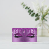 Purple Glitter Drip Metallic Foil Eyelash Business Card (Standing Front)