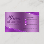Purple Glitter Drip Metallic Foil Eyelash Business Card (Back)