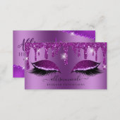 Purple Glitter Drip Metallic Foil Eyelash Business Card (Front/Back)