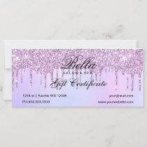 Purple Glitter Drip Salon and Spa Gift Certificate