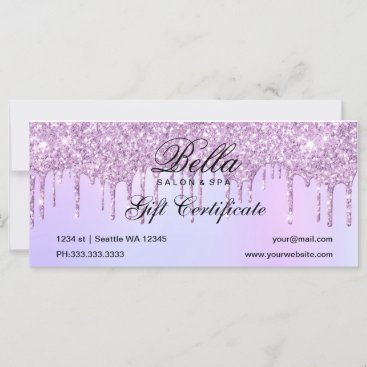 Purple Glitter Drip Salon and Spa Gift Certificate