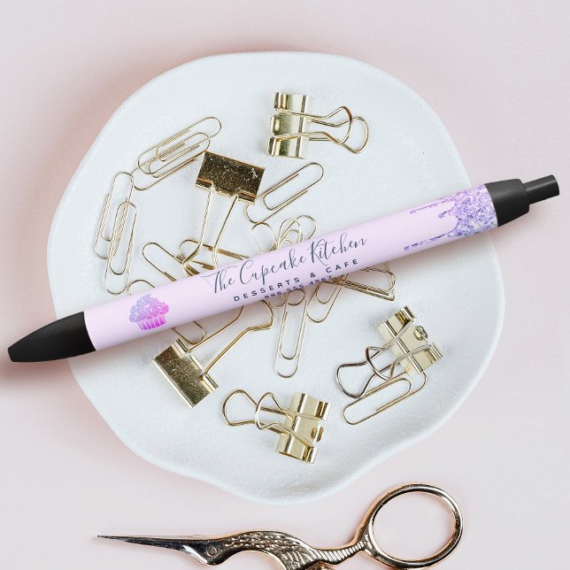 Purple Glitter Drips Cupcake Bakery Pastry Chef Pen (Creator Uploaded)