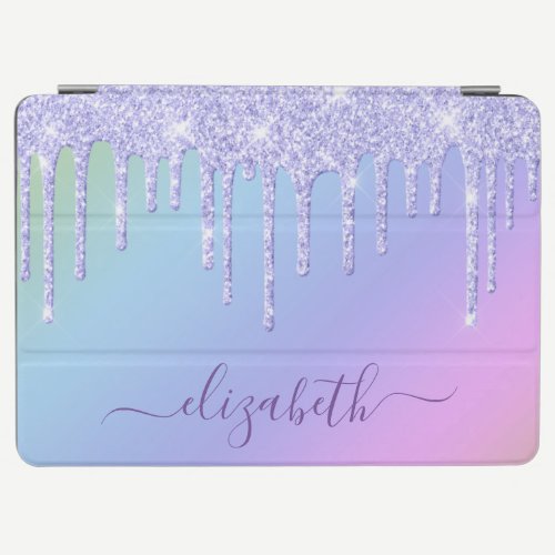 Purple Glitter Drips Custom Rainbow iPad Air Cover