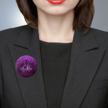 Purple glitter drips monogram name  button<br><div class="desc">A deep purple background decorated with faux glitter drips, paint dripping look. The purple background is uneven colored. Personalize and add a name, your monogram initials. The name is written with a hand lettered style script. Perfect as party favors or name tags for birthday parties, baby showers, bridal showers and...</div>