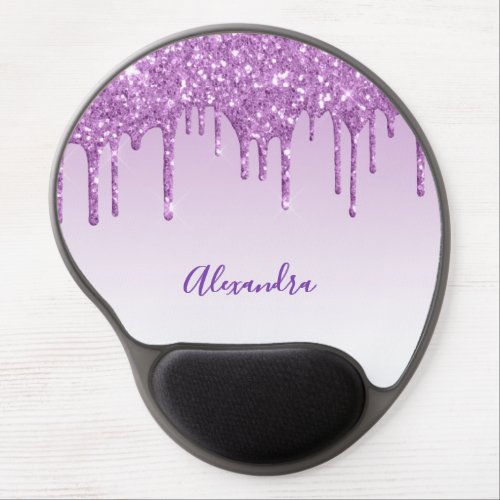 Purple glitter drips name gel mouse pad