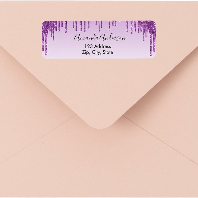Purple glitter drips return address label (Creator Uploaded)