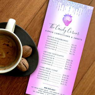 Purple Glitter Drips Strawberry Dessert Sweet Menu