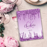 Purple glitter drips violet monogram 2024 planner<br><div class="desc">A purple,  violet gradient background with deep purple glitter drips,  paint dripping look.   Personalize and add a year (any year) a name your monogram initials. The name is written in purple with a modern hand lettered style script. Perfect for business,  school,  diary,  work or organizing your personal/family life.</div>