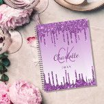 Purple glitter drips violet monogram 2025 planner<br><div class="desc">A purple,  violet gradient background with deep purple glitter drips,  paint dripping look.   Personalize and add a year (any year) a name your monogram initials. The name is written in purple with a modern hand lettered style script. Perfect for business,  school,  diary,  work or organizing your personal/family life.</div>