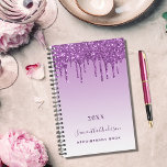 Purple glitter drips violet monogram name 2024 planner<br><div class="desc">A purple,  violet gradient background with deep purple glitter drips,  paint dripping look.   Personalize and add a year  (any year) a name and a title. The name is written in purple with a modern hand lettered style script. Perfect for business,  school,  diary,  work or organizing your personal/family life.</div>