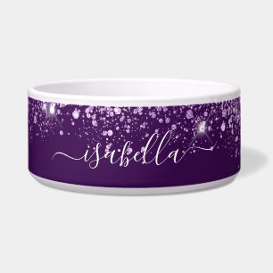 Purple glitter dust name script bowl
