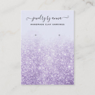 Purple Glitter Earring Display Business Card