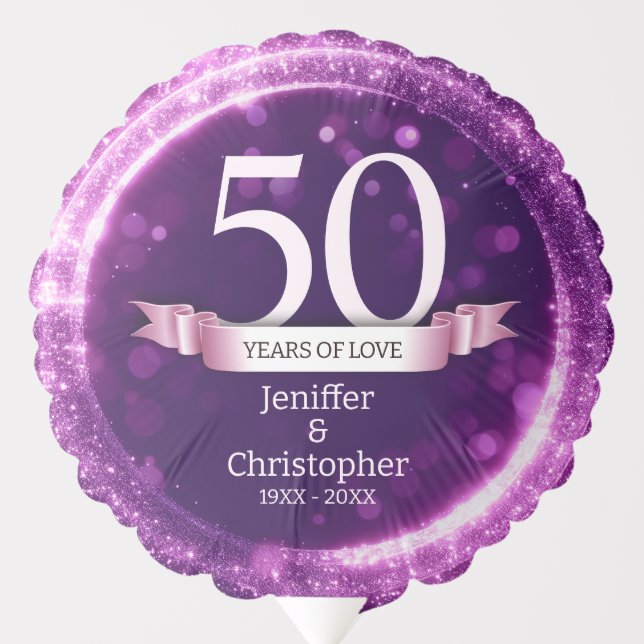 Purple Glitter Edit Year Wedding Anniversary Balloon (Front)