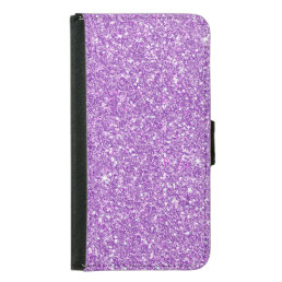 Purple Glitter Effect Wallet Phone Case For Samsung Galaxy S5