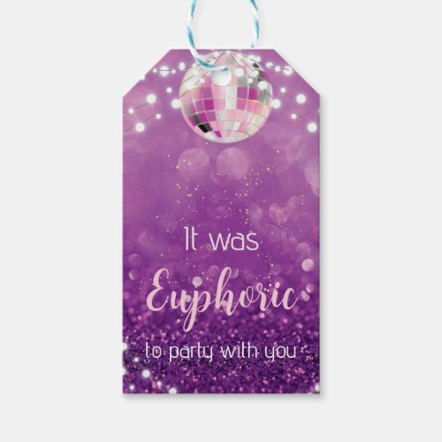 Purple Glitter Euphoria Party Favor Thank You Tag 