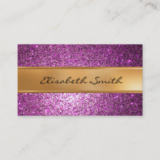 Purple Glitter, faux gold foil Business Card