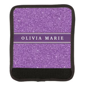 Purple Glitter (faux) Personalized Name Luggage Handle Wrap