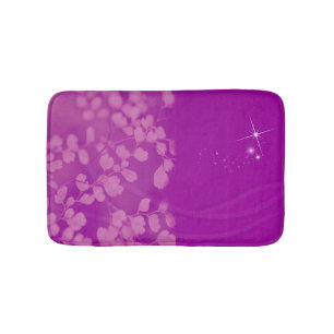 Purple Glitter Floral Personalized Bath Mat