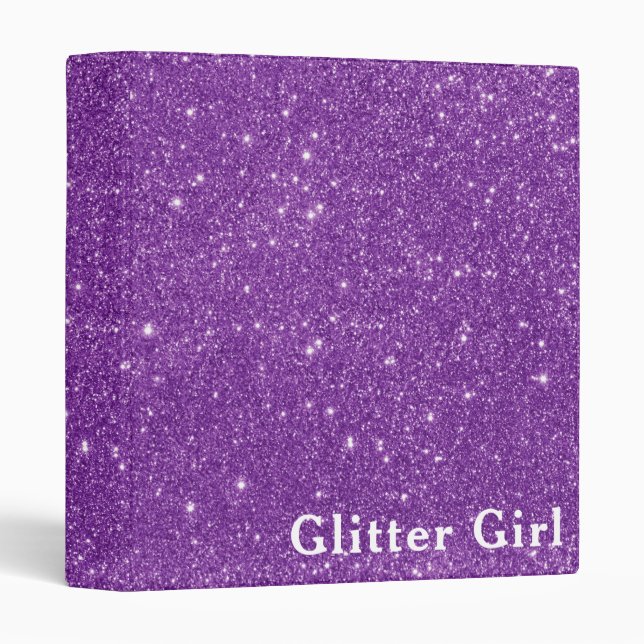 Purple Glitter Girl Show Your Glamours Sparkle Binder (Front/Spine)