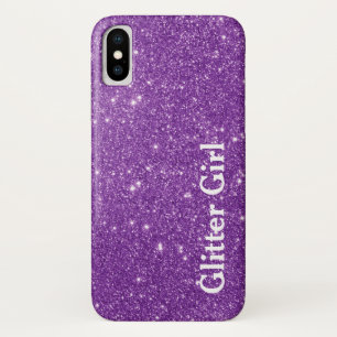 Purple Glitter Girl Show Your Glamours Sparkle iPhone X Case