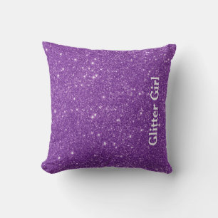 Purple Glitter Girl Show Your Glamours Sparkle Throw Pillow