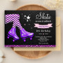Purple Glitter Girls Roller Skating Birthday Party Invitation