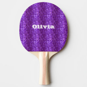Purple Glitter Girly Glam Bling Modern Ping Pong Paddle