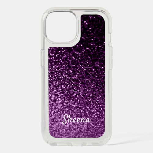 Purple glitter girly name iPhone 15 case