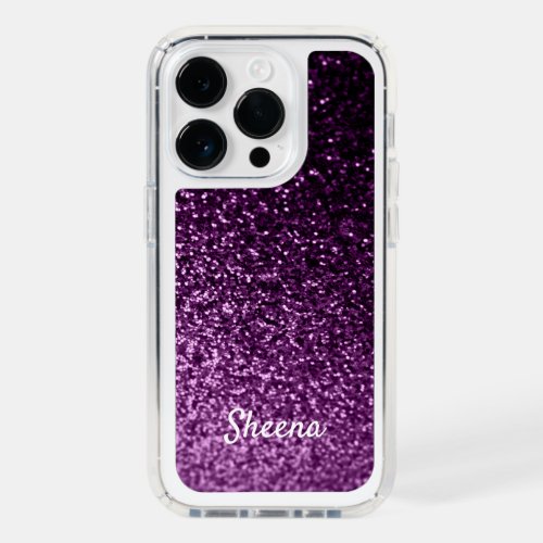 Purple glitter girly name speck iPhone 14 pro case