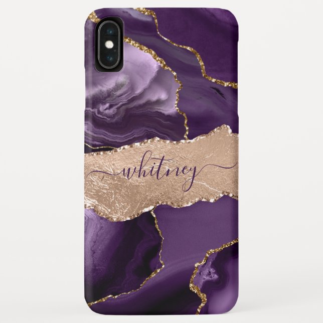 Purple Glitter Girly Rose Gold Stylish Case-Mate iPhone Case (Back)