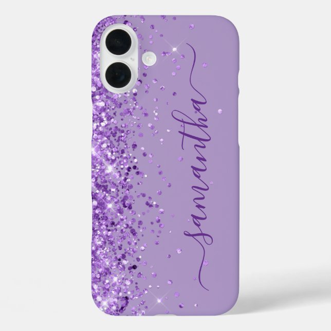 Purple Glitter Girly Signature Case-Mate iPhone Case (Back)