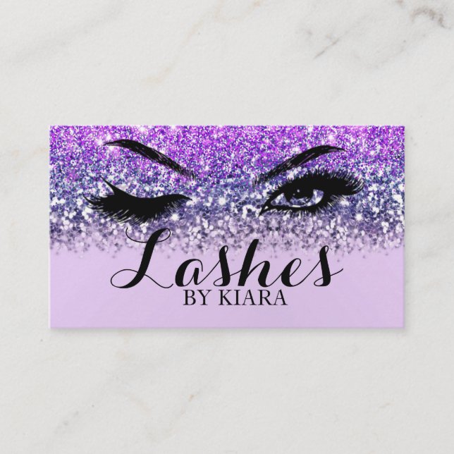 Purple Glitter Glam Business Cards (Front)