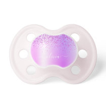 Purple Glitter Glam Metal Monogram Name Pacifier