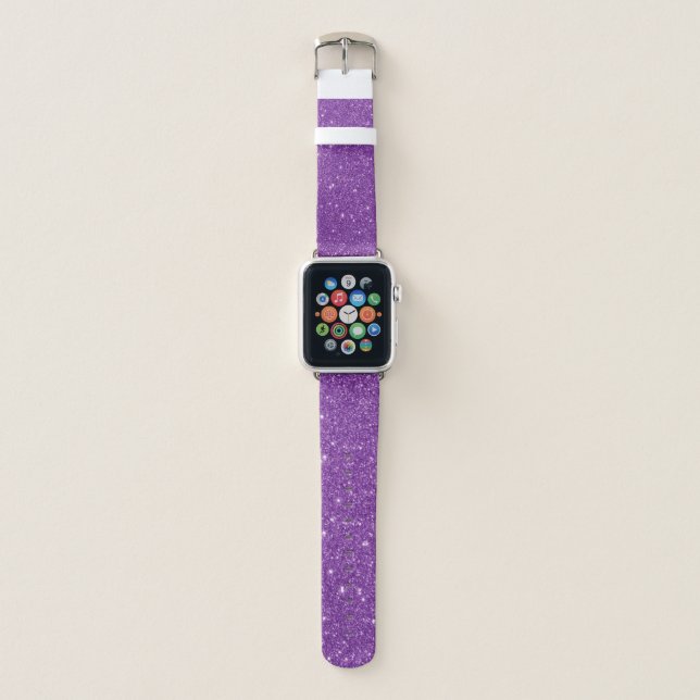 Purple Glitter Glam Sparkle Girly Apple Watch Band (Front)