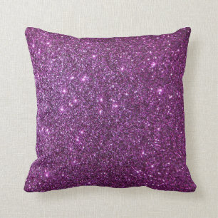 Purple Glitter Glam Sparkles -Faux Design Throw Pillow