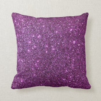 Purple Glitter Glam Sparkles -faux Design Throw Pillow by RetroZone at Zazzle