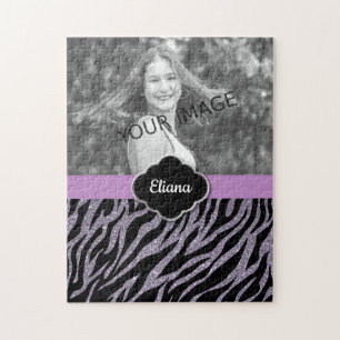 Purple Glitter Glamorous Customized Photography Jigsaw Puzzle