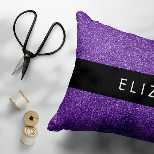 Purple Glitter Glitter Background Your Name Accent Pillow