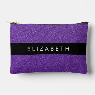 Purple Glitter, Glitter Background, Your Name Accessory Pouch