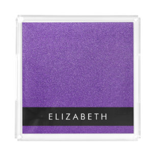 Purple Glitter, Glitter Background, Your Name Acrylic Tray