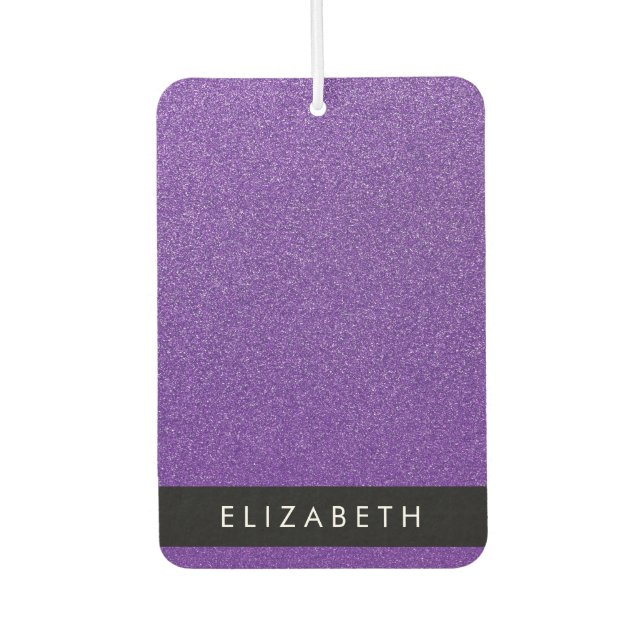 Purple Glitter, Glitter Background, Your Name Air Freshener (Front)