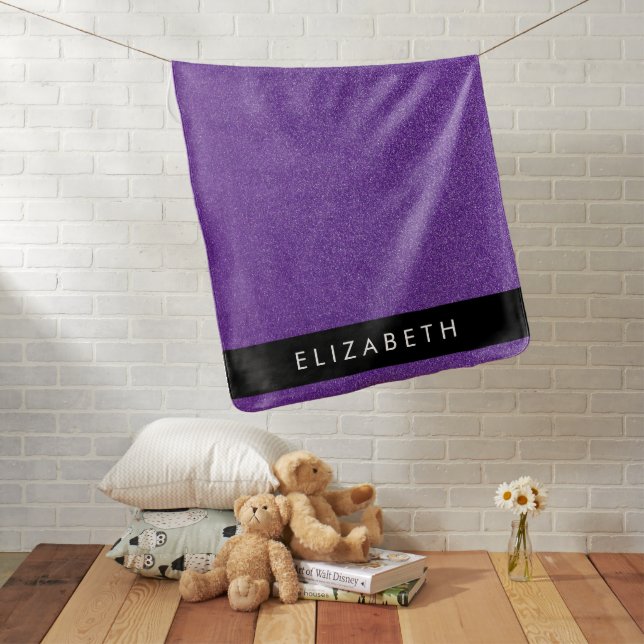 Purple Glitter, Glitter Background, Your Name Baby Blanket (In Situ)