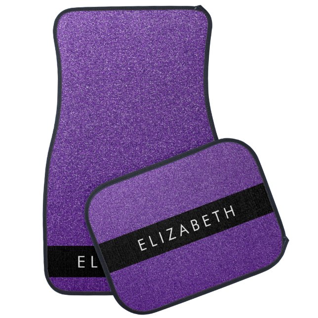 Purple Glitter, Glitter Background, Your Name Car Floor Mat (Set)