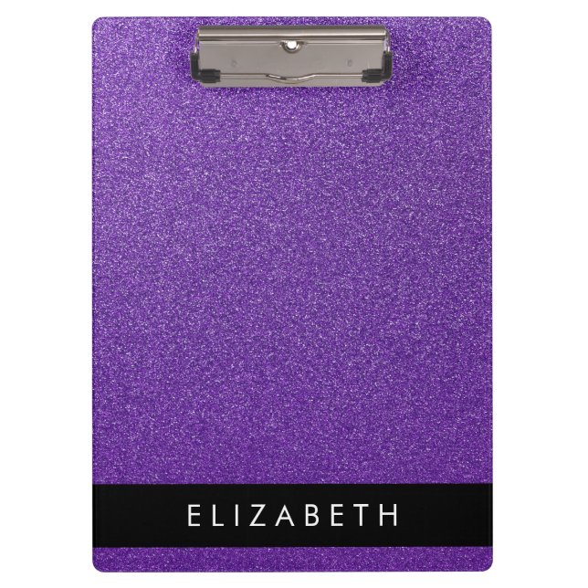 Purple Glitter, Glitter Background, Your Name Clipboard (Front)