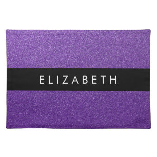 Purple Glitter, Glitter Background, Your Name Cloth Placemat