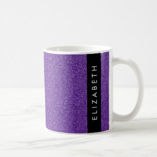 Purple Glitter, Glitter Background, Your Name Coffee Mug