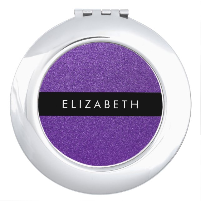 Purple Glitter, Glitter Background, Your Name Compact Mirror (Front)