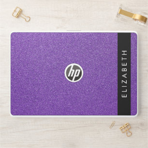 Purple Glitter, Glitter Background, Your Name HP Laptop Skin