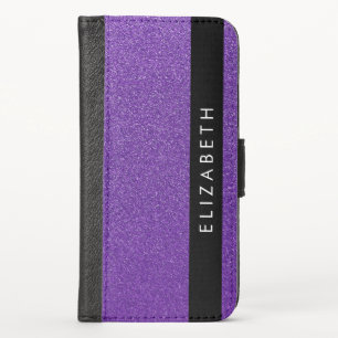 Purple Glitter, Glitter Background, Your Name iPhone X Wallet Case