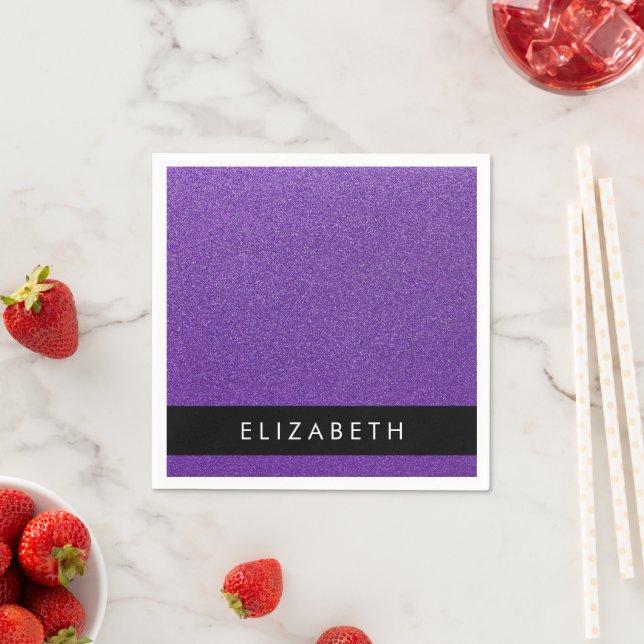 Purple Glitter, Glitter Background, Your Name Napkins (Insitu)